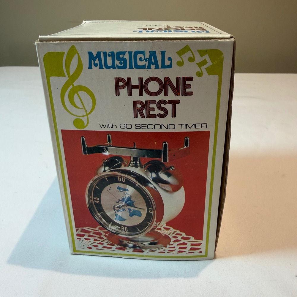 Vintage Musical Phone Rest 60 Second Timer Love Story Music Box White Working